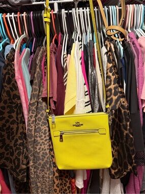 Coach Yellow Leather Crossbody Zip Pouch